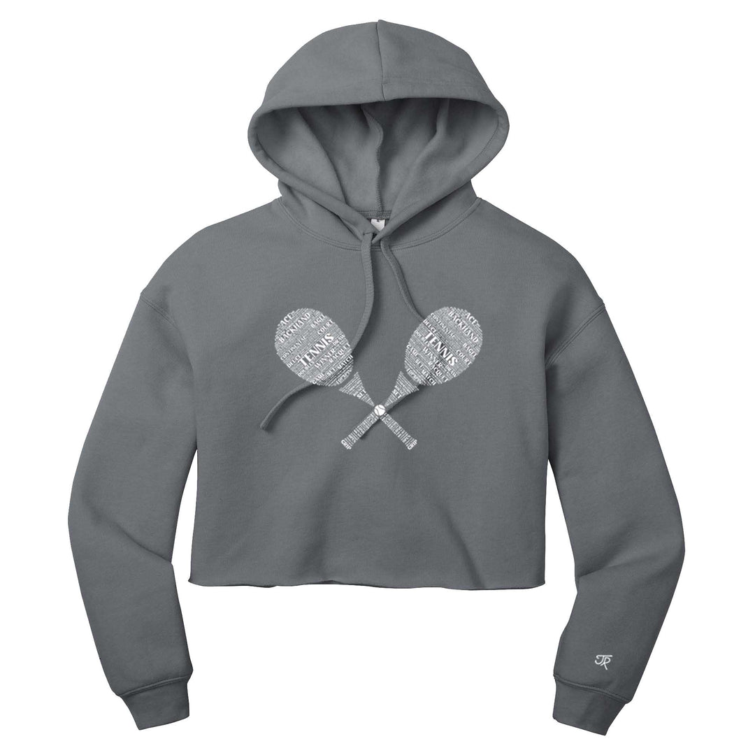 Tennis Wordfill Ladies Cropped Pullover Hoodie