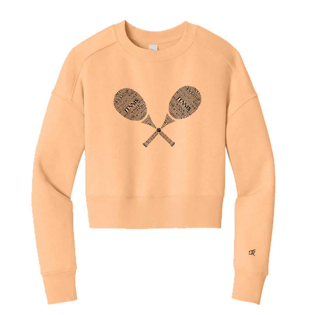 Tennis Wordfill Ladies Cropped Sweatshirt