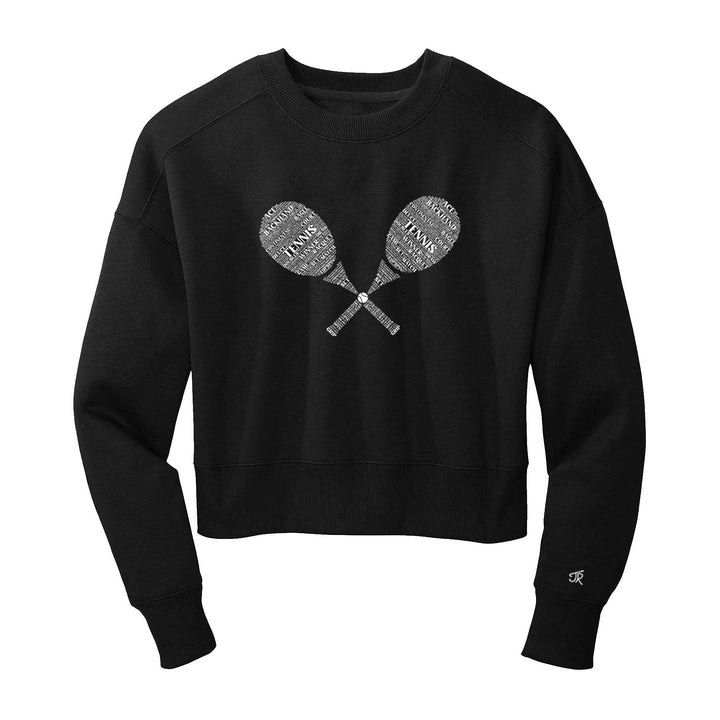 Tennis Wordfill Ladies Cropped Sweatshirt