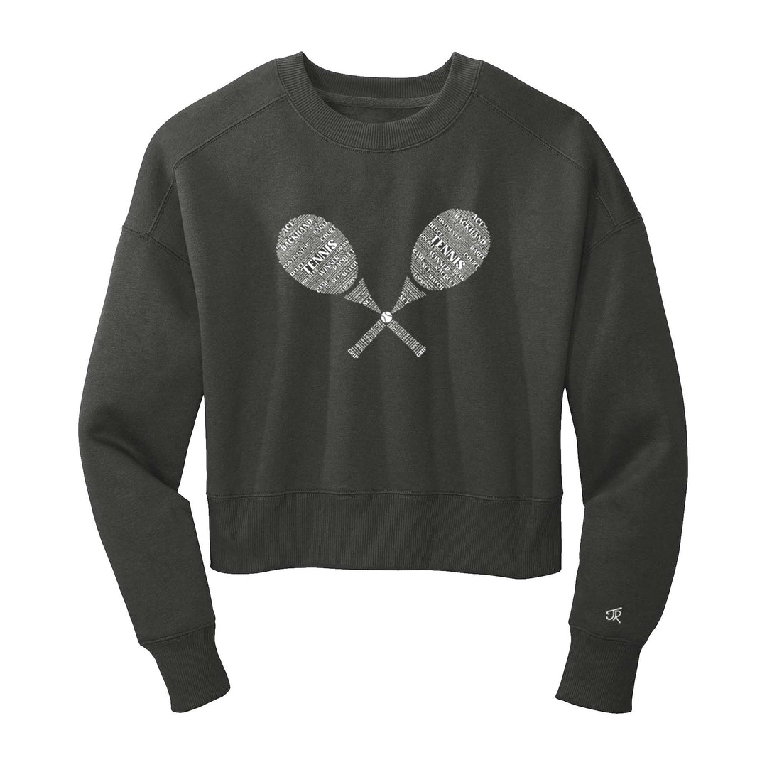 Tennis Wordfill Ladies Cropped Sweatshirt