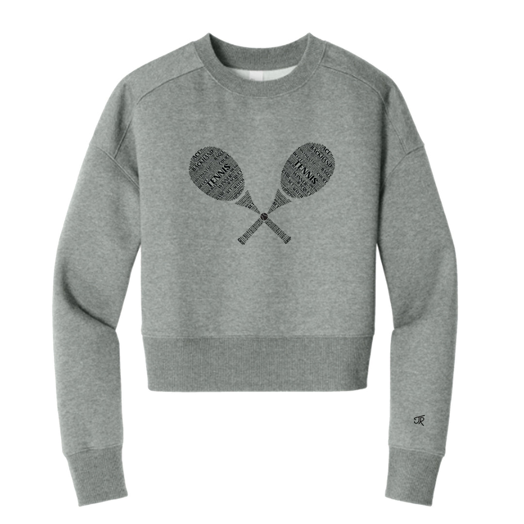 Tennis Wordfill Ladies Cropped Sweatshirt