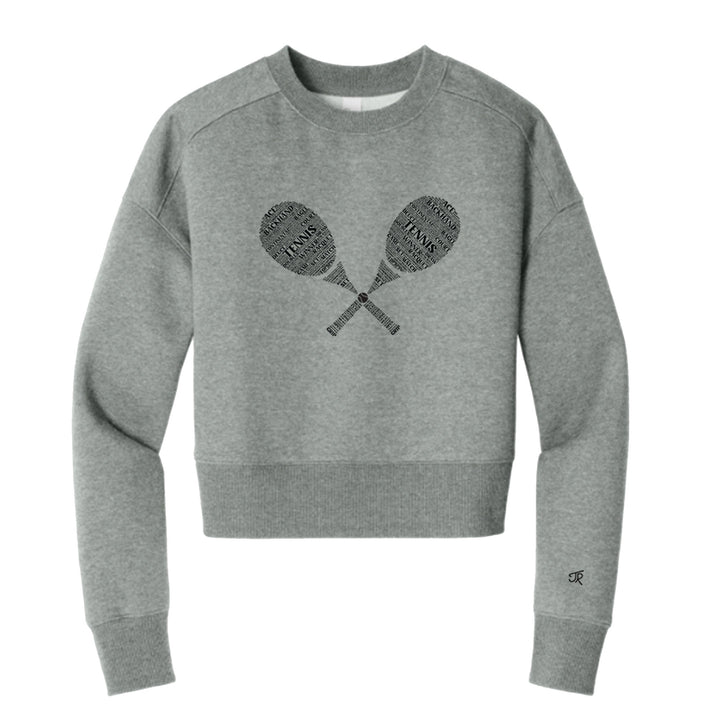 Tennis Wordfill Ladies Cropped Sweatshirt