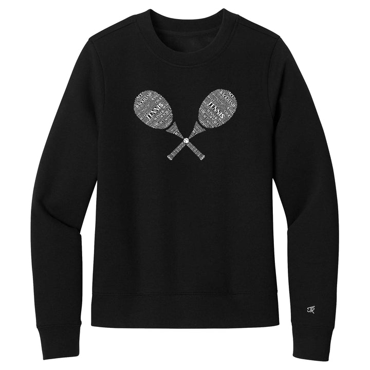 Tennis Wordfill Ladies Crewneck Sweatshirts