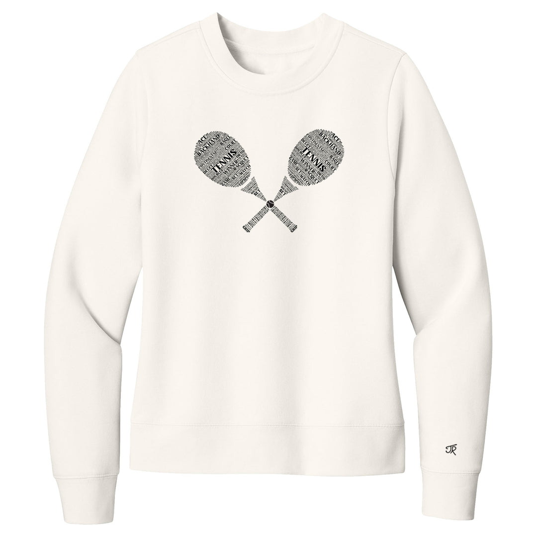 Tennis Wordfill Ladies Crewneck Sweatshirts