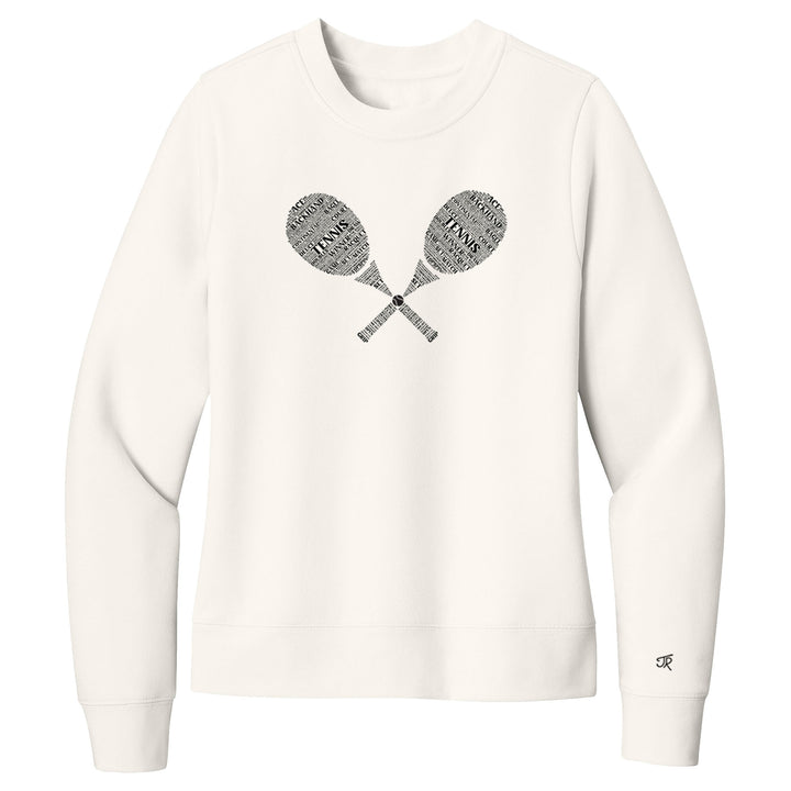 Tennis Wordfill Ladies Crewneck Sweatshirts
