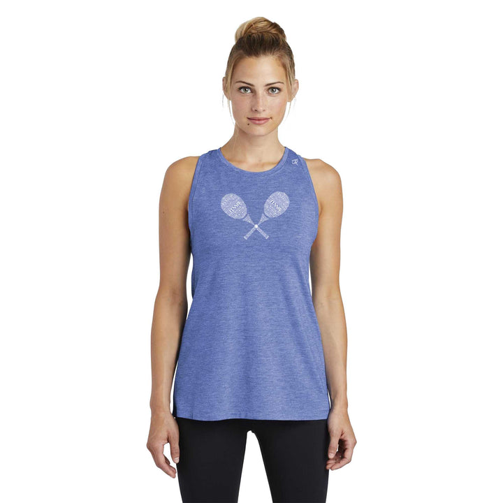 Tennis Wordfill Ladies Moisture Wicking Racerback Tank