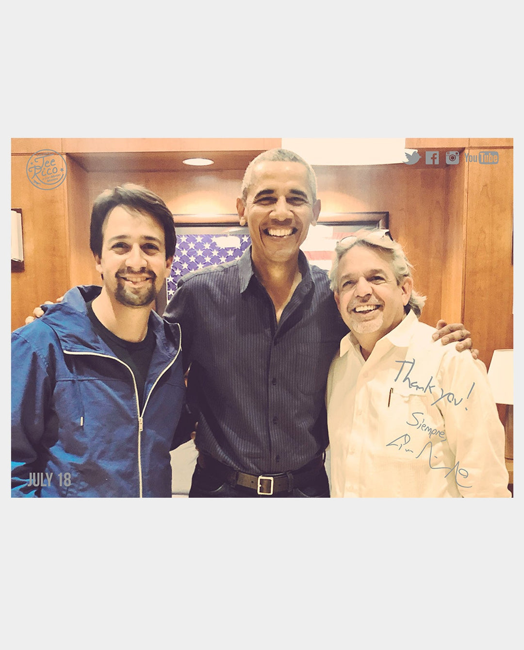 Lin-Manuel July '18 5X7 Thank You Card - Thanks Obama!