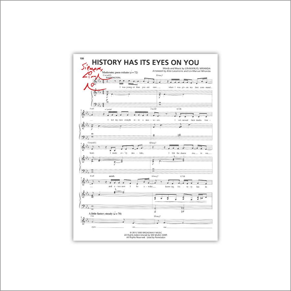 Hamilton "History Has Its Eyes On You" 8"x10" Music Sheet