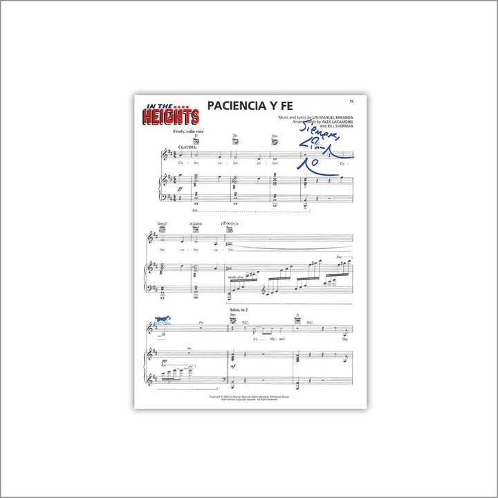 In the Heights "Paciencia y Fe" 8"x10" Music Sheet