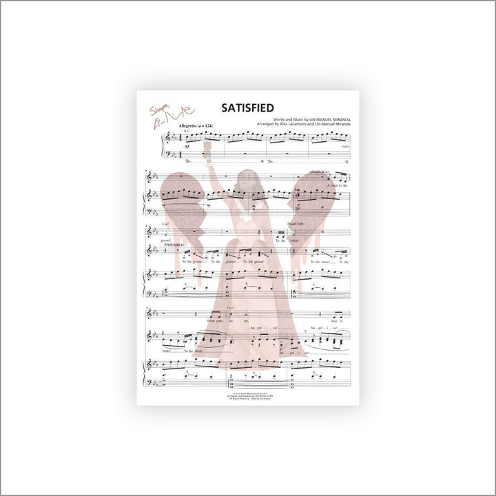 Hamilton "Satisfied" 8"x10" Music Sheet