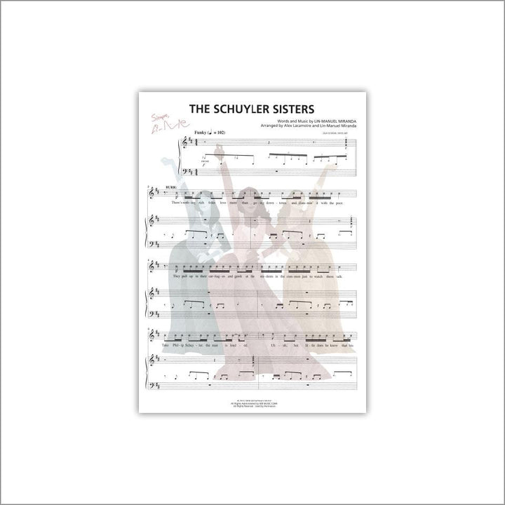 Hamilton "Schuyler Sisters" 8"x10" Music Sheet