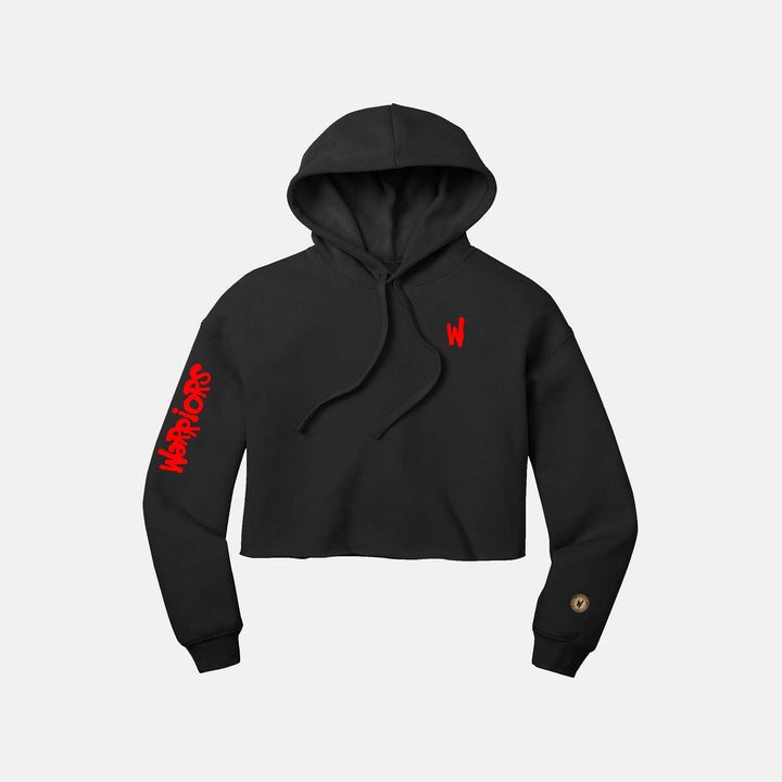 Warriors Ladies Cropped Pullover Hoodie