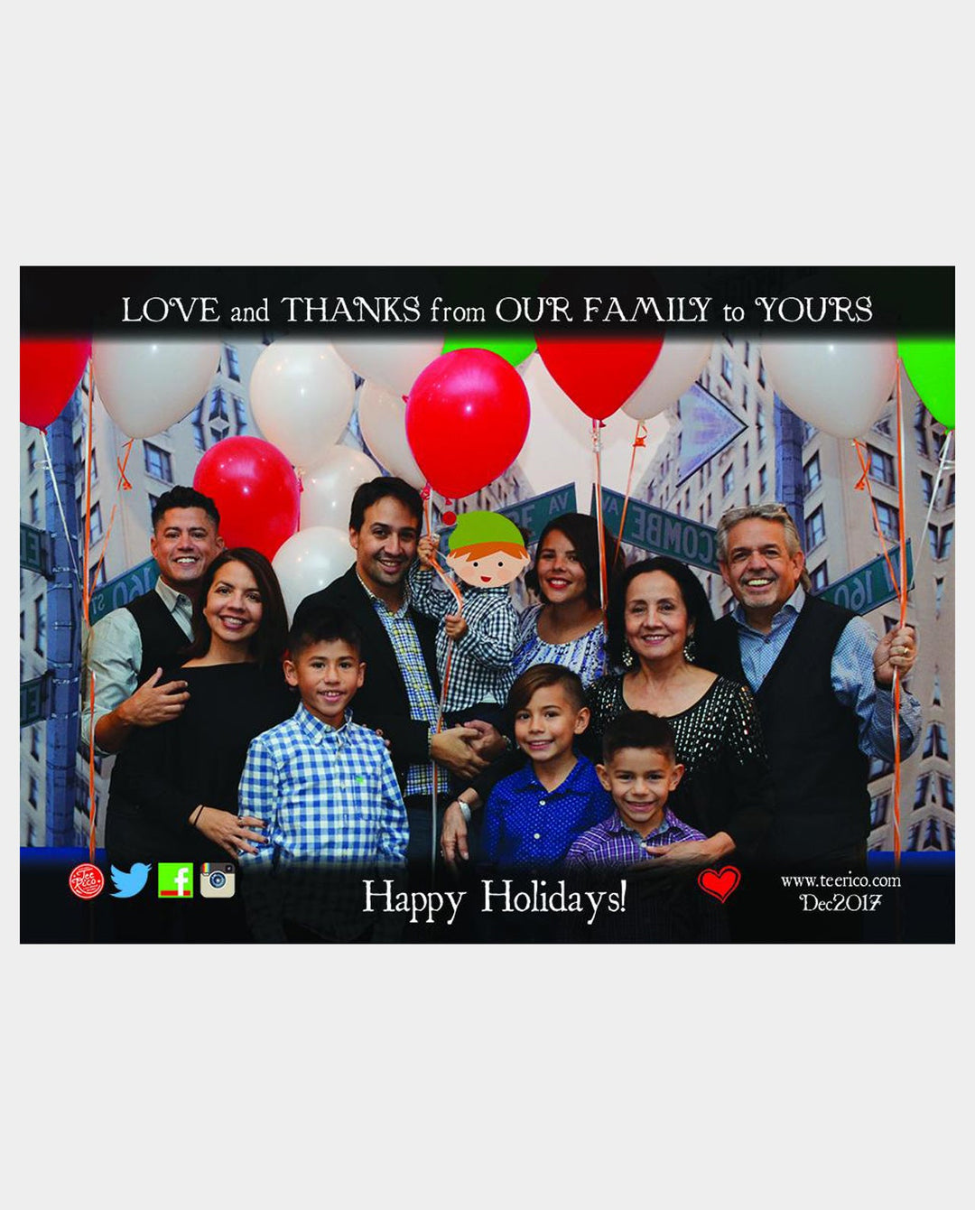 Lin-Manuel December '17 5x7 in Thank you Card - Happy Holidays with Love!