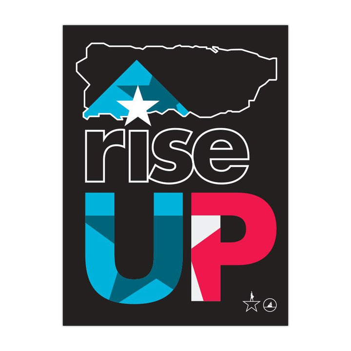 Rise Up 3"x 4" Removable Vinyl Sticker - Puerto Rico